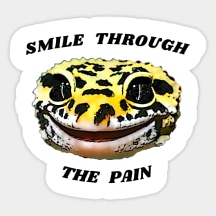 Leopard Gecko Smile Through the Pain Funny Pet Lizard Lover Sticker